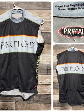 Primal Pink Floyd 2006 Cycling Jersey Men’s M Black Zip Sleeveless READ